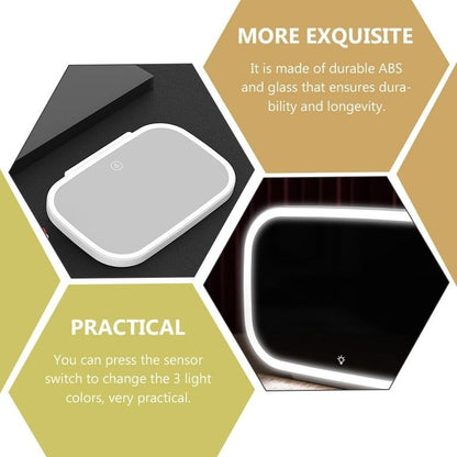 Oglinda cosmetica auto LED pentru parasolar, touch, 3 moduri lumina, reincarcabila USB