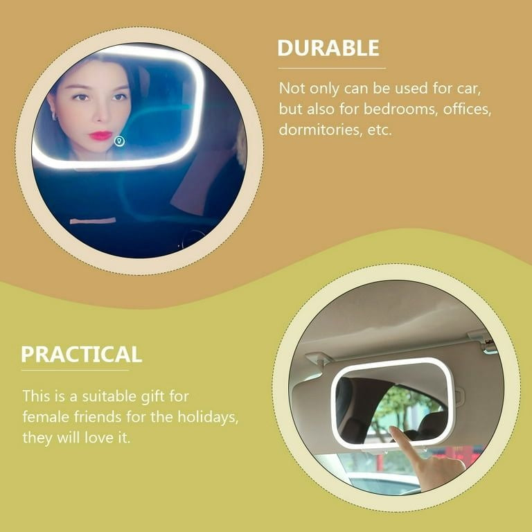 Oglinda cosmetica auto LED pentru parasolar, touch, 3 moduri lumina, reincarcabila USB