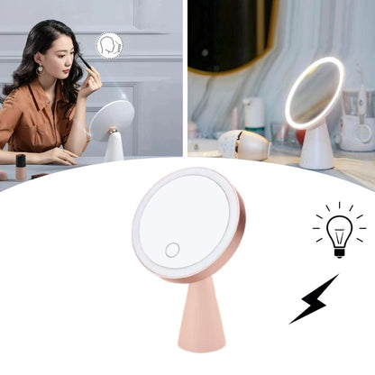 Oglinda cosmetica LED pentru machiaj, touch control, lumina reglabila 3 moduri, rotatie 90°, USB