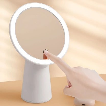 Oglinda cosmetica LED pentru machiaj, touch control, lumina reglabila 3 moduri, rotatie 90°, USB