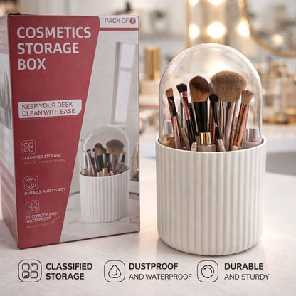 Organizator cosmetic cu capac transparent, cutie depozitare pensule machiaj, crem