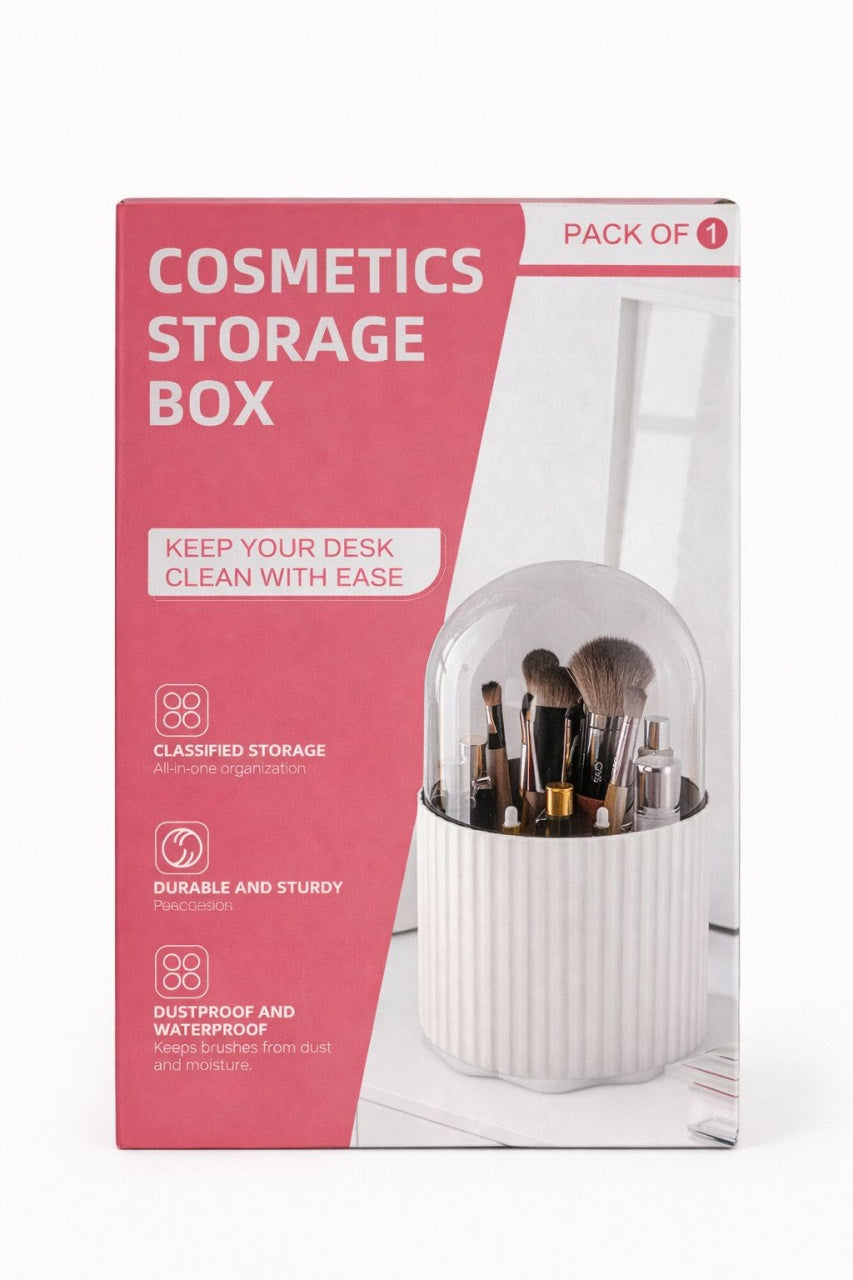 Organizator cosmetic cu capac transparent, cutie depozitare pensule machiaj, crem