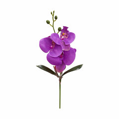 Orhidee artificiala mov delicat cu 3 flori si boboci, frunze decorative 37 cm