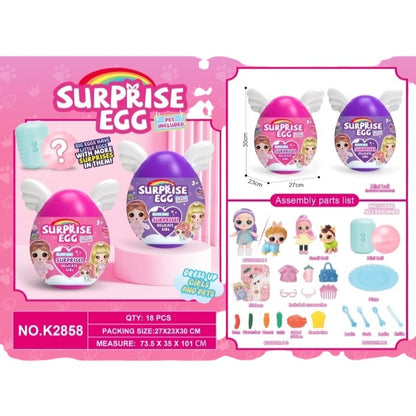 Ou surpriză cu păpușă, animăluț și accesorii, din plastic, culori vibrante, dimensiune 23x30x14 cm