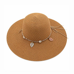 Pălărie de Soare Damă Maro cu Bor Lat și Accesorii Boho