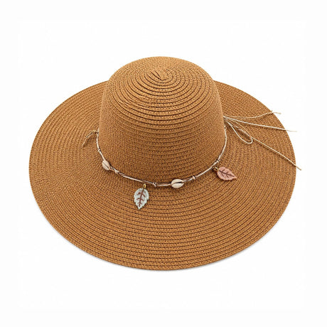 Pălărie de Soare Damă Maro cu Bor Lat și Accesorii Boho
