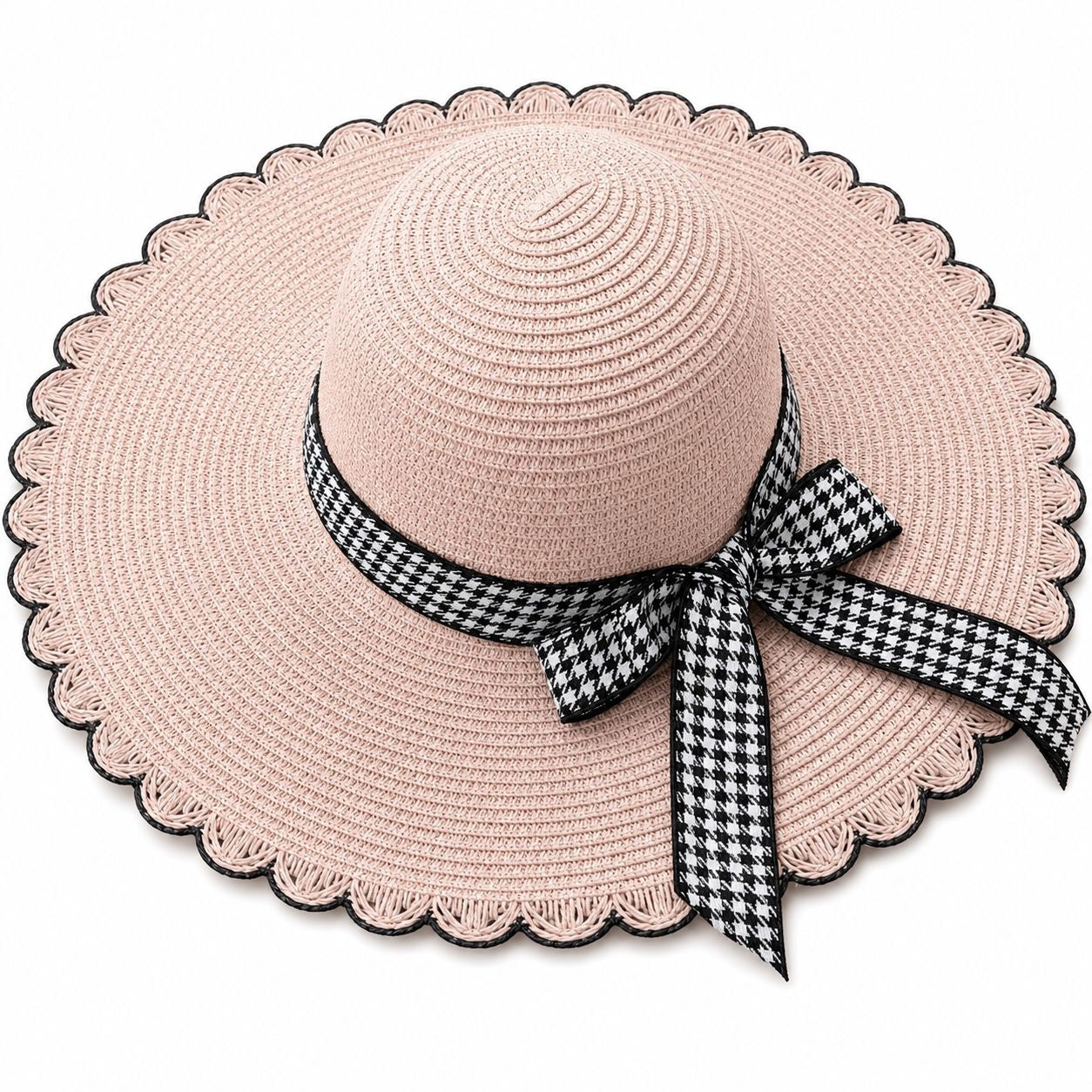 Palarie de Soare pentru Femei Roz Pudrat cu Fundita Eleganta – Model Chic de Vara