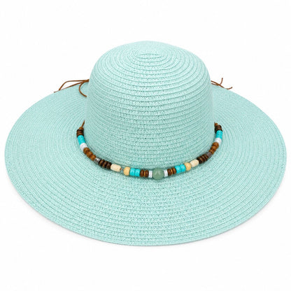 Palarie de Soare Turcoaz pentru Femei cu Accesorii Decorative si Protectie UV