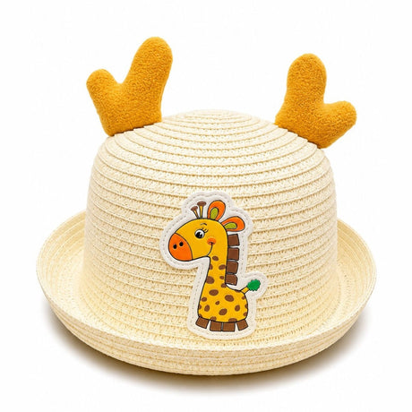 Palarie de Vara Bej Deschis pentru Copii cu Girafa, Protectie UV si Design Vesel
