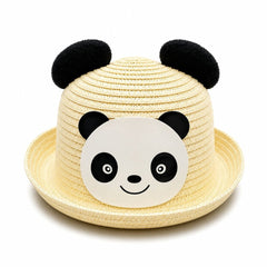 Palarie de Vara Crem cu Panda pentru Copii, Protectie UV si Design Jucaus