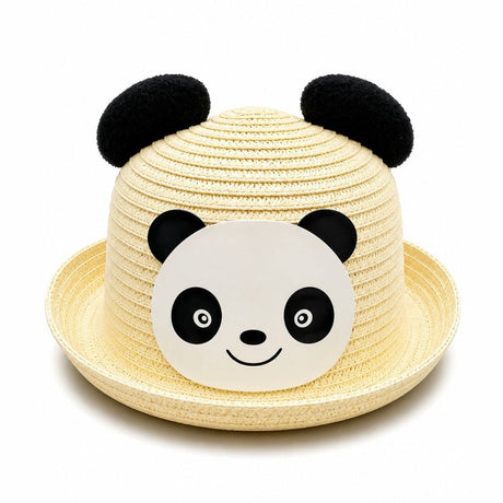 Palarie de Vara Crem cu Panda pentru Copii, Protectie UV si Design Jucaus