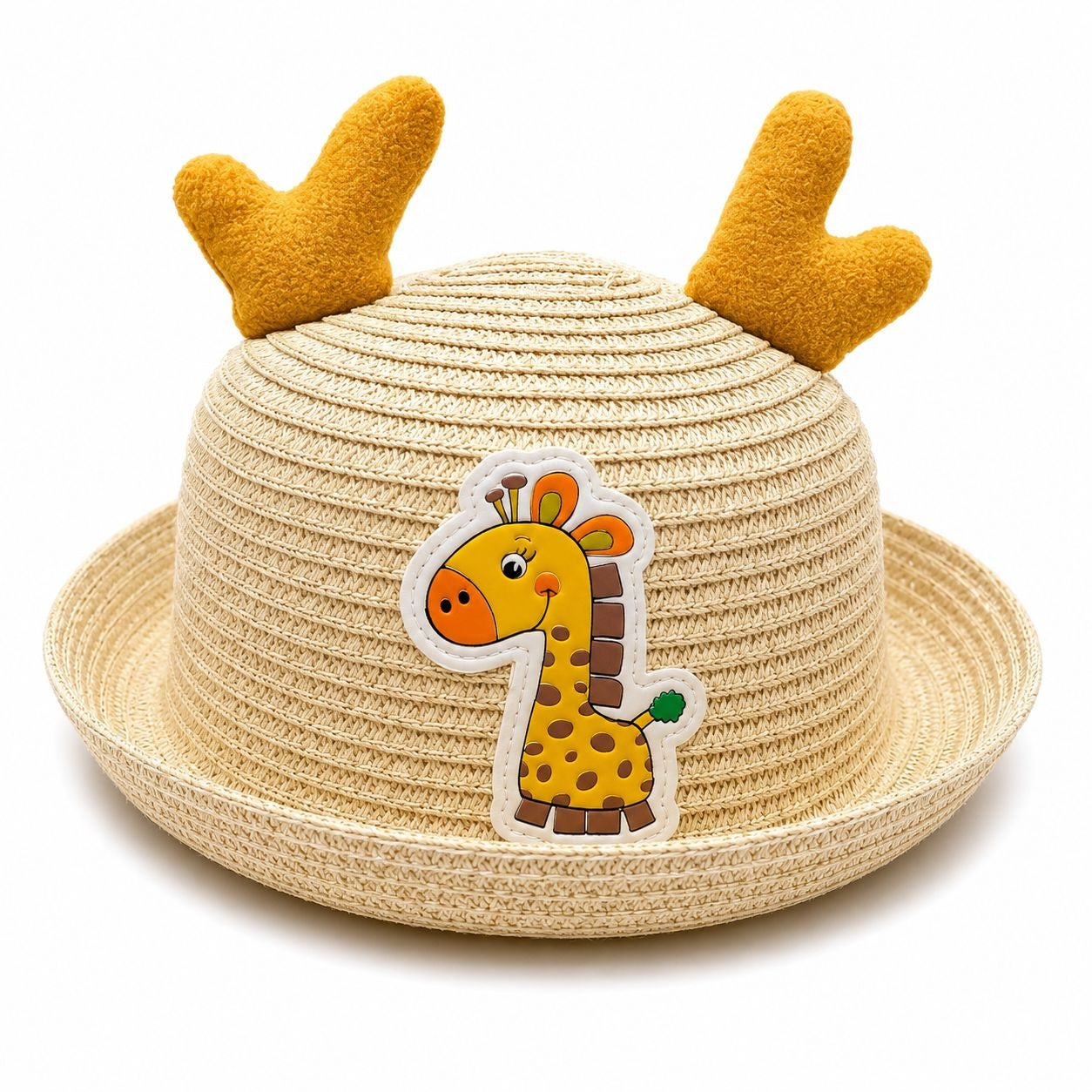 Palarie de Vara Crem pentru Copii cu Girafa Galbena, Protectie UV si Design Adorabil