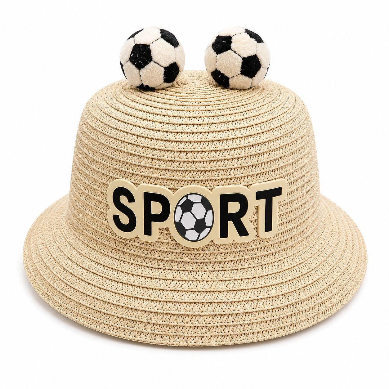 Palarie de Vara Crem Sport pentru Copii, cu Design Minge Fotbal si Protectie UV