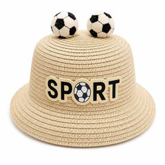 Palarie de Vara Crem Sport pentru Copii, cu Design Minge Fotbal si Protectie UV