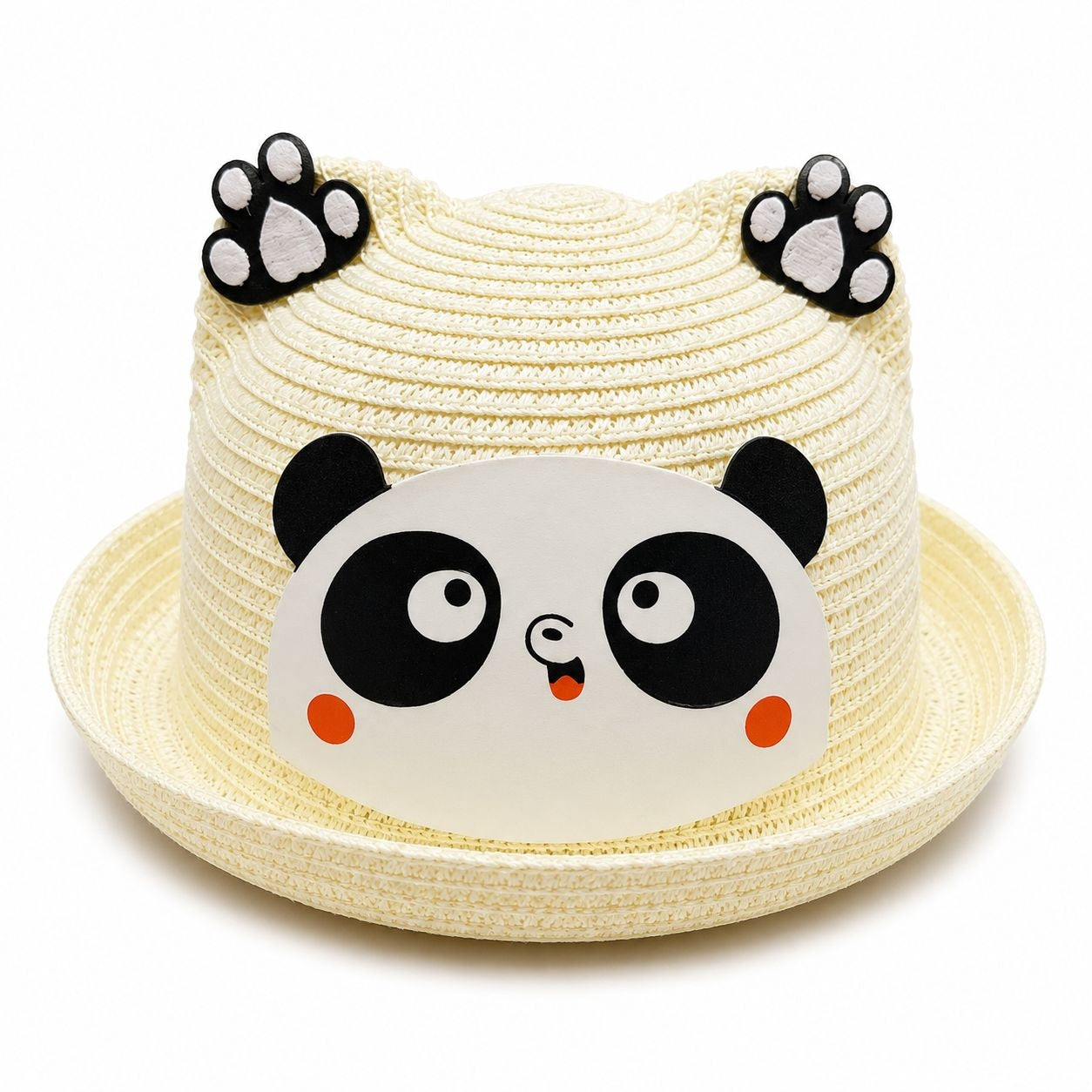 Palarie de Vara Crem Vanilie cu Panda pentru Copii, Protectie UV si Design Dragut