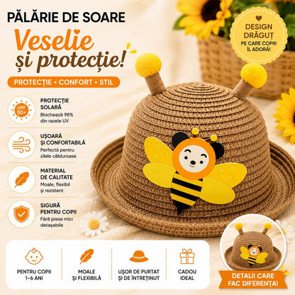 Palarie de Vara Maro pentru Copii, cu Design Albina si Protectie UV