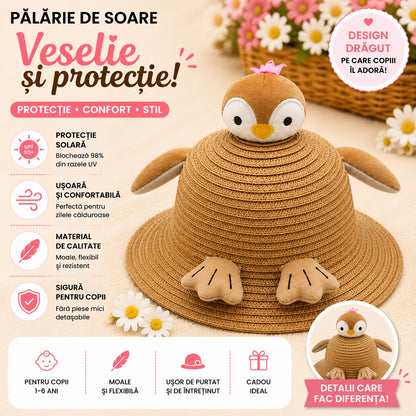 Palarie de Vara Maro pentru Copii, cu Design Pinguin si Protectie UV