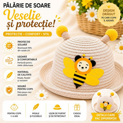 Palarie de Vara pentru Copii cu Albina, Usoara si Confortabila, Design Adorabil
