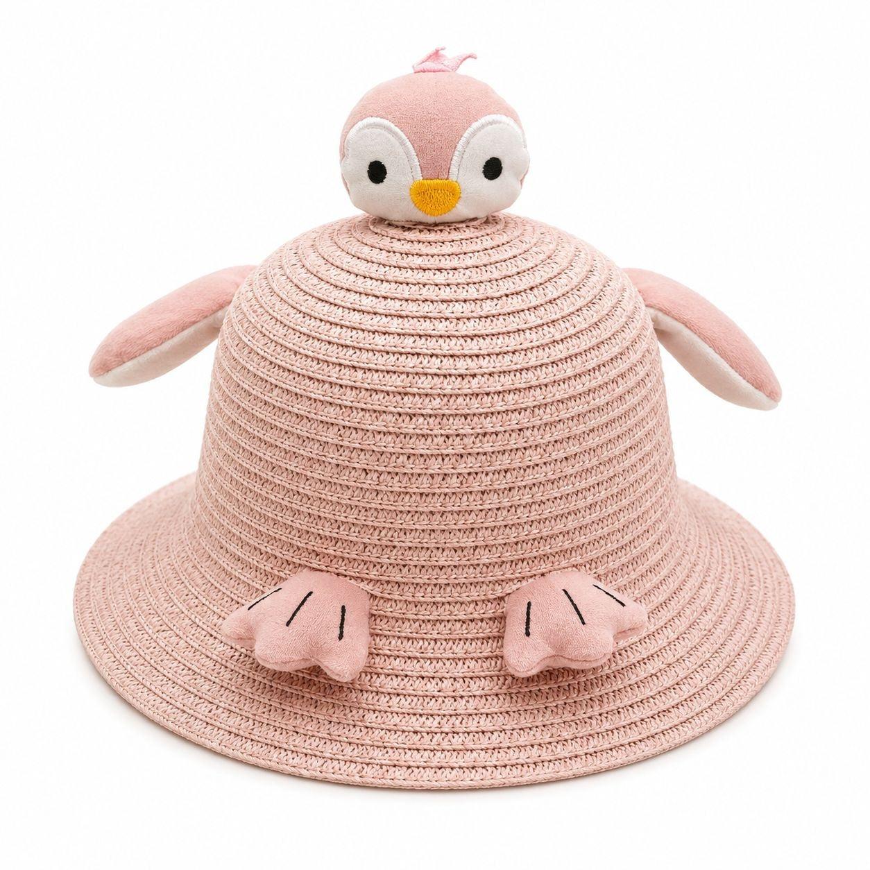 Palarie de Vara Roz pentru Copii, cu Design Pinguin si Protectie UV