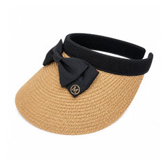 Palarie de Vara Tip Viziera pentru Femei, cu Fundita Eleganta si Protectie UV
