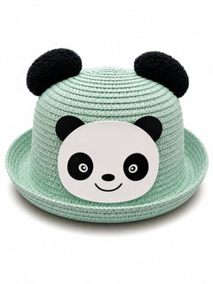 Palarie de Vara Verde Menta cu Panda pentru Copii, Protectie UV si Design Adorabil