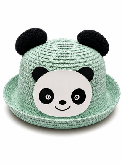 Palarie de Vara Verde Menta cu Panda pentru Copii, Protectie UV si Design Adorabil