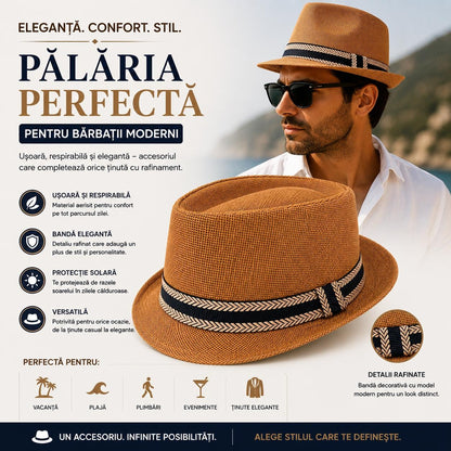 Pălărie Maro Panama pentru Bărbați – Elegantă, Respirabilă și Confortabilă pentru Vară