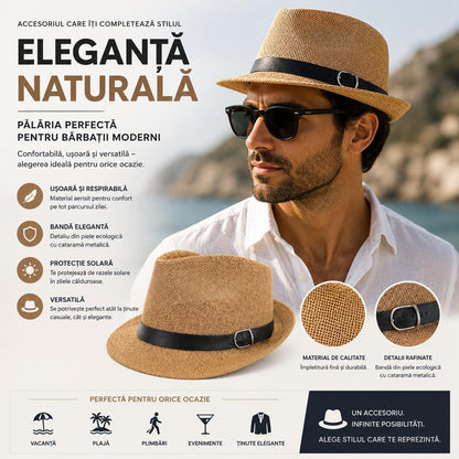 Pălărie Maro pentru Bărbați cu Bandă Neagră și Cataramă – Elegantă și Versatilă