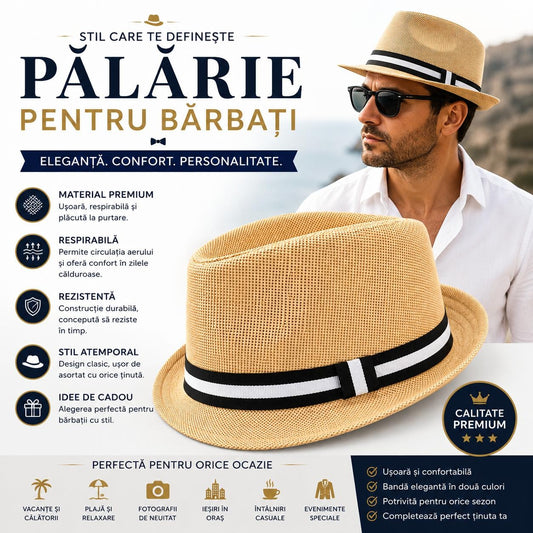Pălărie Panama Bărbați Bej - Elegantă, Ușoară și Respirabilă pentru Vară