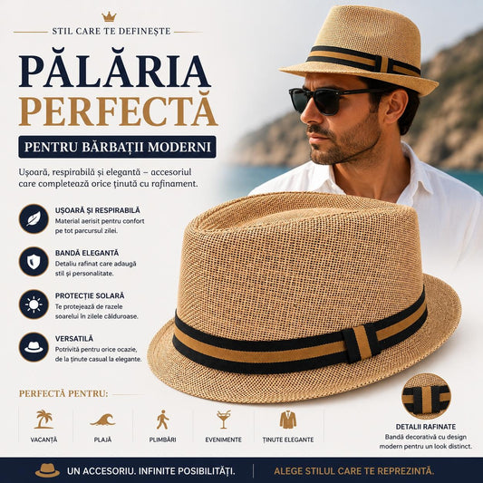 Pălărie Panama Bej pentru Bărbați - Elegantă, Respirabilă și Confortabilă pentru Vară