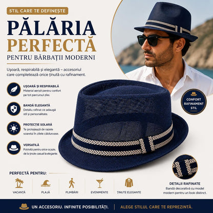 Pălărie Panama Bleumarin pentru Bărbați - Elegantă, Respirabilă și Modernă pentru Vară