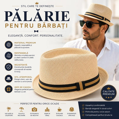 Pălărie Panama Crem pentru Bărbați - Elegantă, Respirabilă și Modernă pentru Vară
