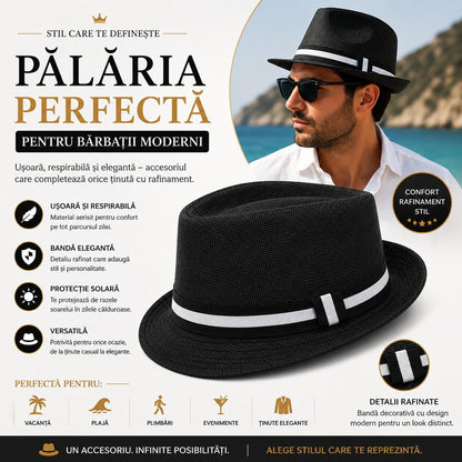 Pălărie Panama Neagră pentru Bărbați - Elegantă, Respirabilă și Modernă pentru Vară