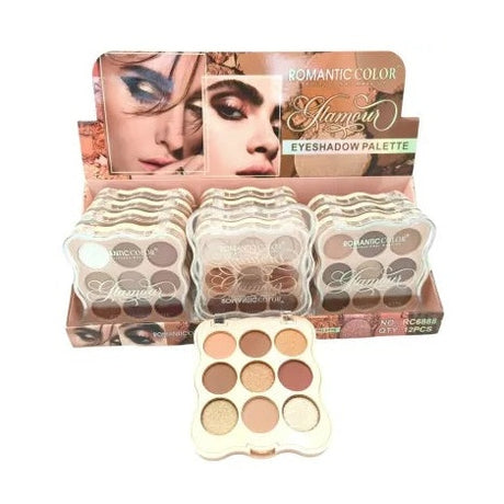 Paleta Farduri de Pleoape , Romantic Color Glamour, 9 Culori Intense si Stralucitoare