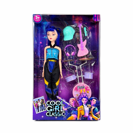 Păpușă Articulată Cool Girl Classic cu Accesorii Muzicale, Model Aleatoriu, pentru Copii 3+ Ani