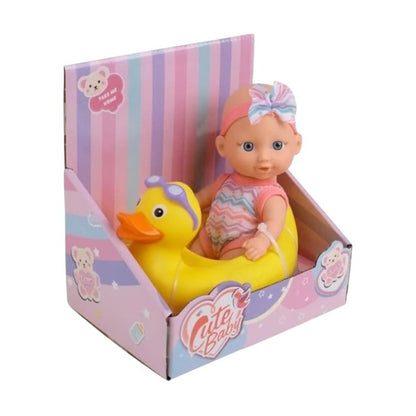 Păpușă Bebelus cu colac de baie, plastic, funcție interactivă, 18,5 cm