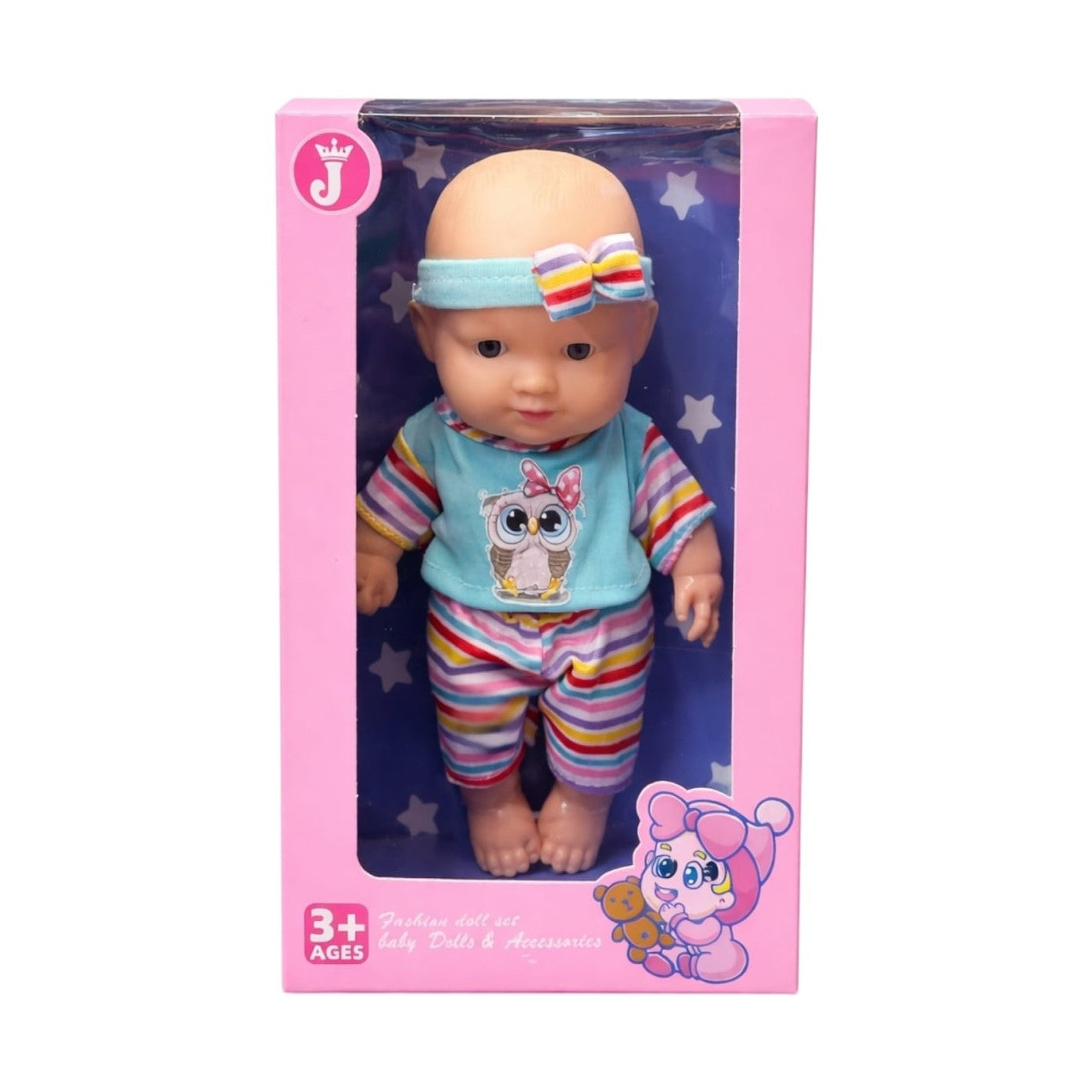 Păpușă Bebelus din Vinil cu Haine Multicolore și Accesorii, 22.5 cm
