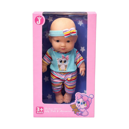 Păpușă Bebelus din Vinil cu Haine Multicolore și Accesorii, 22.5 cm
