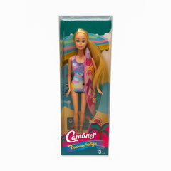 Papusa Camaner Fashion Style Surfer cu Placa de Surf si Par Blond Lung pentru Fete 3+