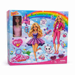Papusa cu 19 surprize si accesorii fashion, set cadou interactiv, model Eliza