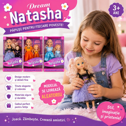 Păpușă Fashion Dream Natasha cu Mini Păpușă, Model Aleatoriu – Jucărie pentru Fetițe, 3+ Ani
