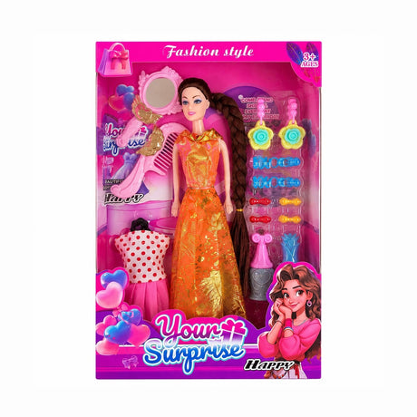 Păpușă Fashion Your Surprise Happy cu Accesorii și 2 Ținute, Model Aleatoriu – Jucărie pentru Fetițe