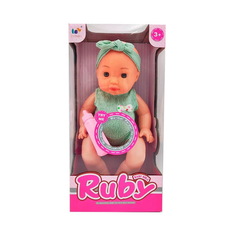 Papusa interactiva bebelus cu sunete, spune mama si papa, rade si plange, cu biberon, 30 cm