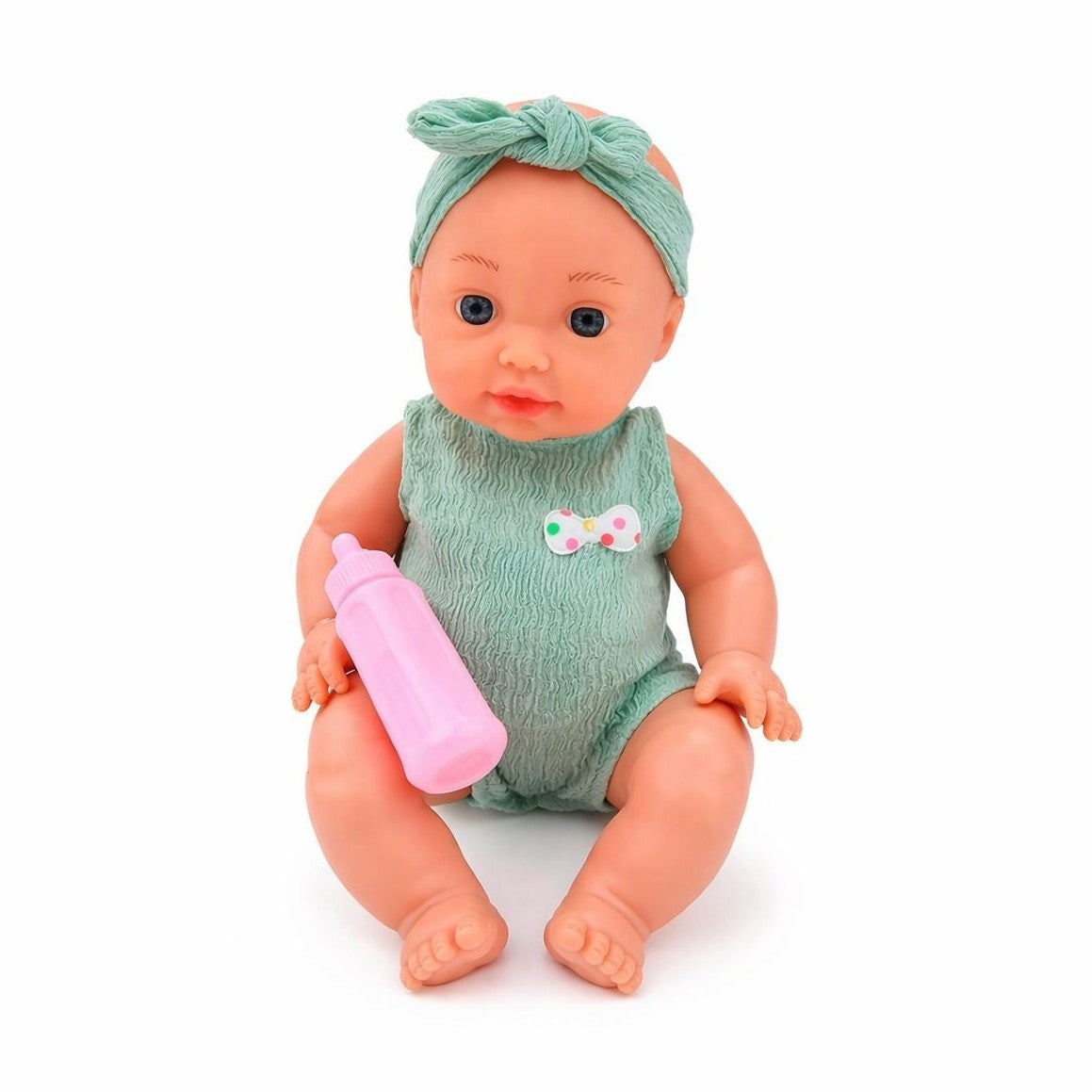 Papusa interactiva bebelus cu sunete, spune mama si papa, rade si plange, cu biberon, 30 cm