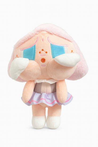 Papusa Plus Tristuta cu Fustita Mov 20 cm , Jucarie Kawaii Emotion Doll