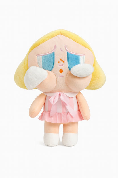 Papusa Plus Tristuta cu Rochita Roz 20 cm , Jucarie Kawaii Emotion Cute