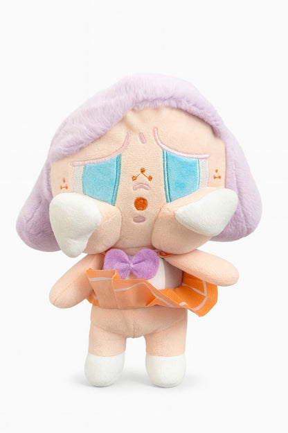 Papusa Plus Tristuta Mov cu Fustita Portocalie 20 cm , Kawaii Emotion Doll