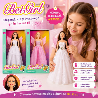 Păpușă Prințesă cu Aripi Bei Girl, Model Aleatoriu – Păpușă Elegantă pentru Fetițe 3+ Ani