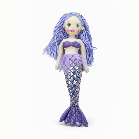 Papusa sirena textila muzicala 42 cm, canta „Bau Bau”, mov, jucarie copii +3 ani