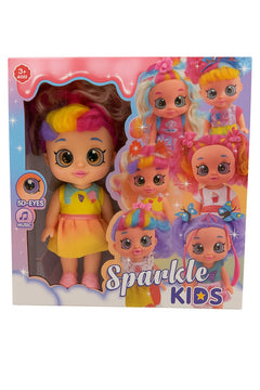 Papusa Sparkle Kids cu ochi mari SD-Eyes si functie muzicala, model colorat, 3+ ani